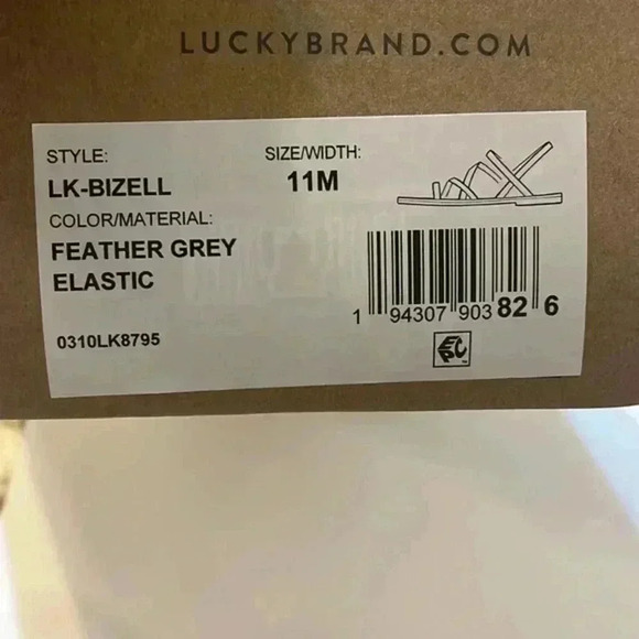 Lucky Brand sandal womens strappy LK Bizell elastic feather grey shoe SZ 11M - Picture 5 of 7
